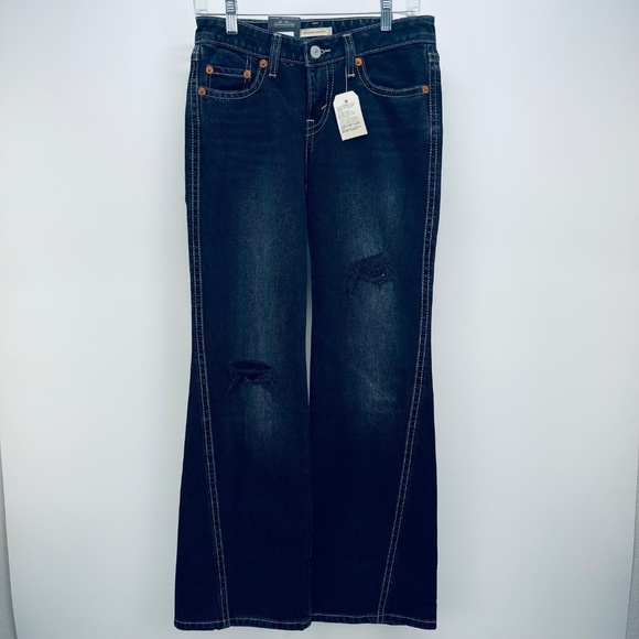 Levi’s Jeans Size 28x32 Women’s noughties Bootcut Distress A Low Rise Blue New - Picture 3 of 16